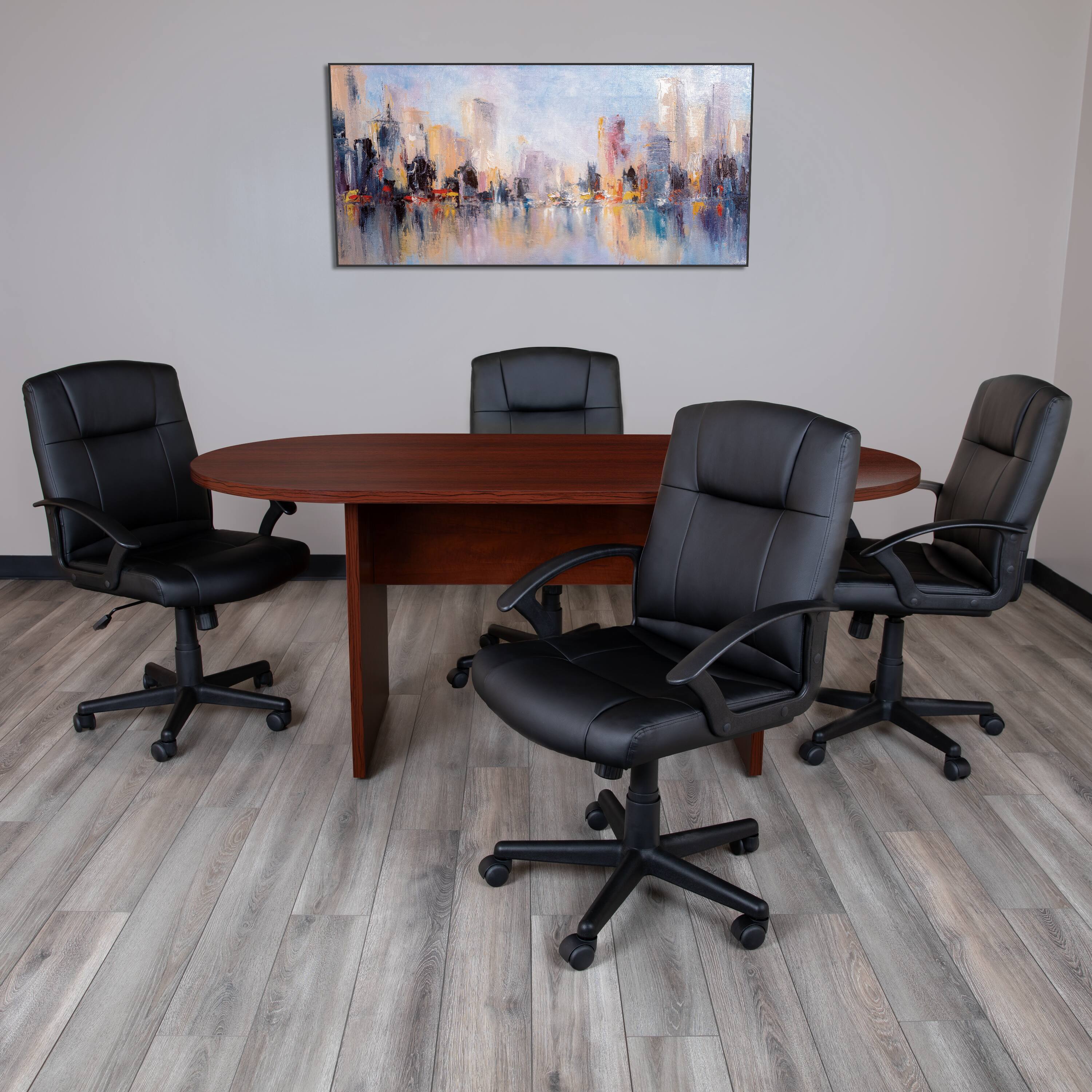 Angle. Flash Furniture - Jones 6 Foot (72 inch) Oval Conference Table in Mahogany - Brown.