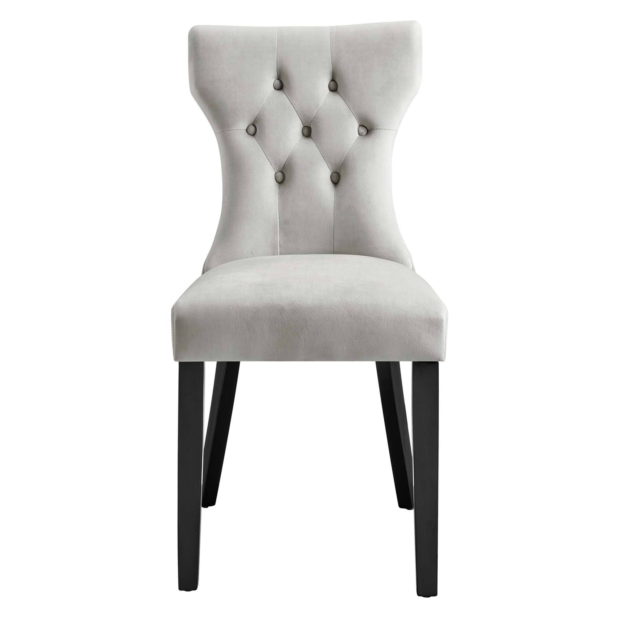 Alt View 4. Modway - Silhouette Performance Velvet Dining Chairs Set of 2 by Modway - Light Gray.