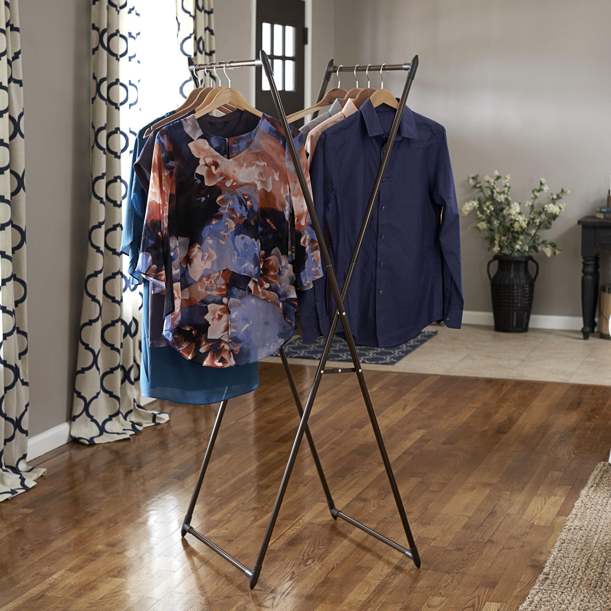 Alt View 1. Refined Abode Design - Valet Folding Clothes Rack Strong Metal X-frame Chic Design Great For Guest And Dressing Rooms Portable Eas... - Bronze.