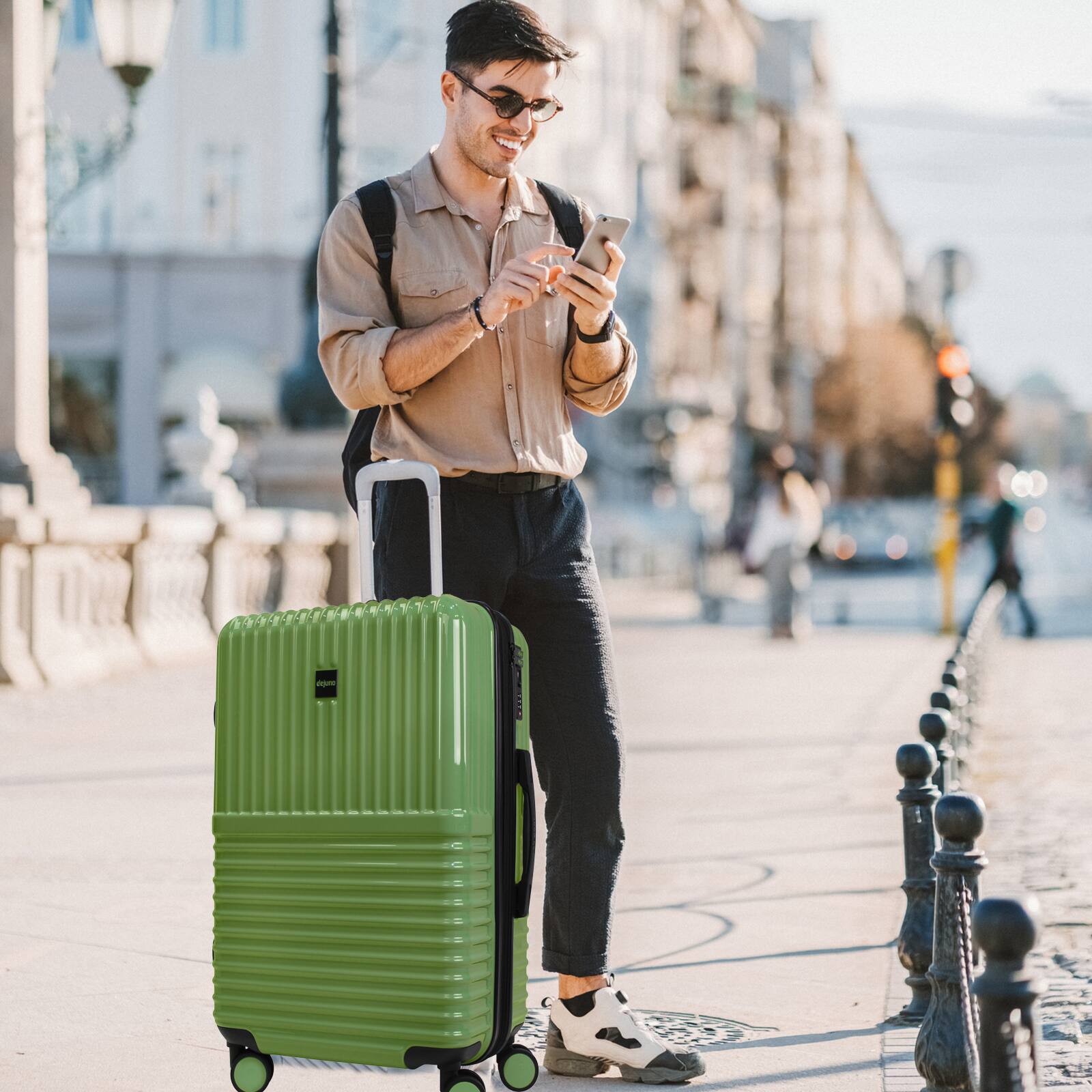 Angle. World Traveler - Tonal 28-Inch Lightweight Polycarbonate Expandable Spinner Luggage with TSA Lock - Matcha.