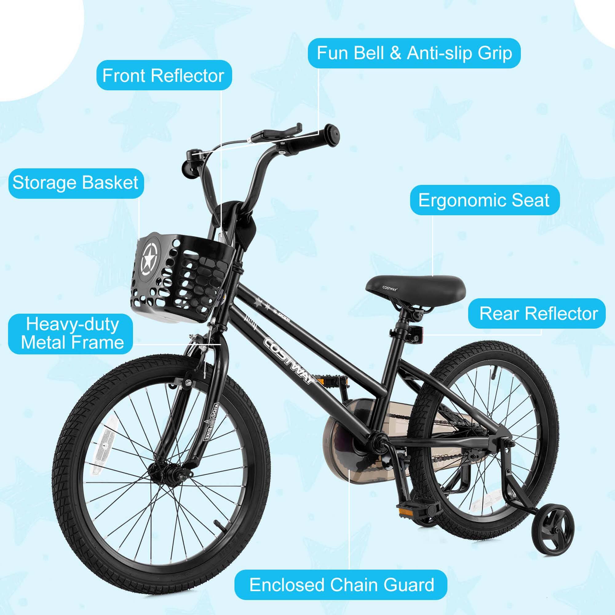 - Front Reflector
- Fun Bell & Anti-slip Grip
- Storage Basket
- Ergonomic Seat
- Heavy-duty Metal Frame
- Rear Reflector
- Enclosed Chain Guard