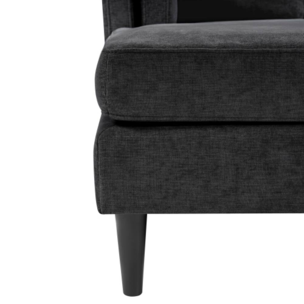 Alt View 4. LUCKY ONE - 53.5" Modern Free-Combined Chaise Lounge Sofa Bed w/ Dual-Layer Armrests Chenille - Black.