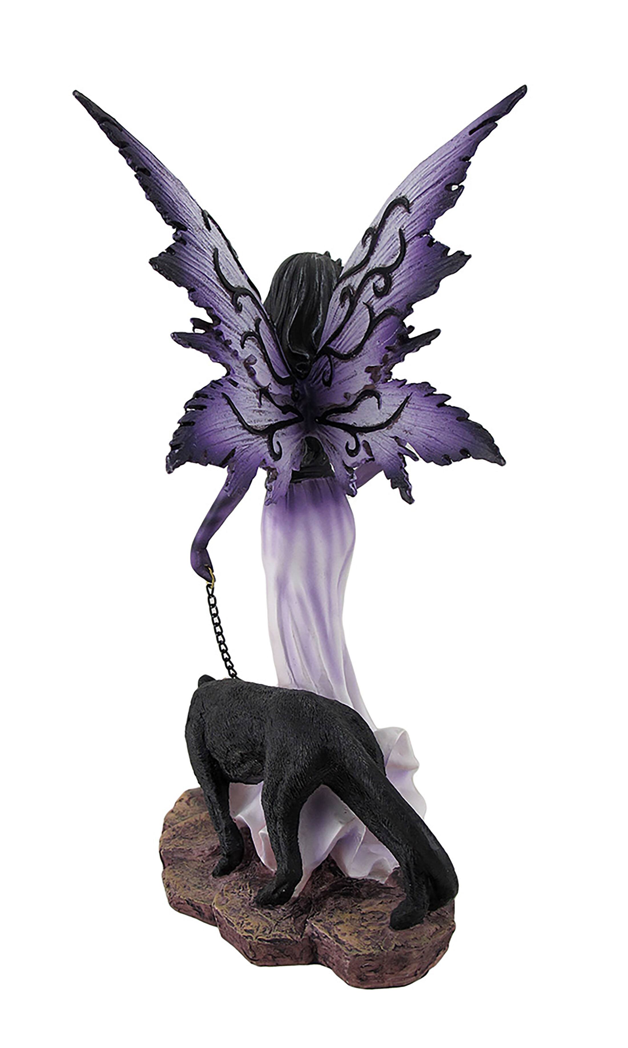 Alt View 3. Zeckos - Purple Fairy Walking w/Black Panther Pet Statue - Purple.