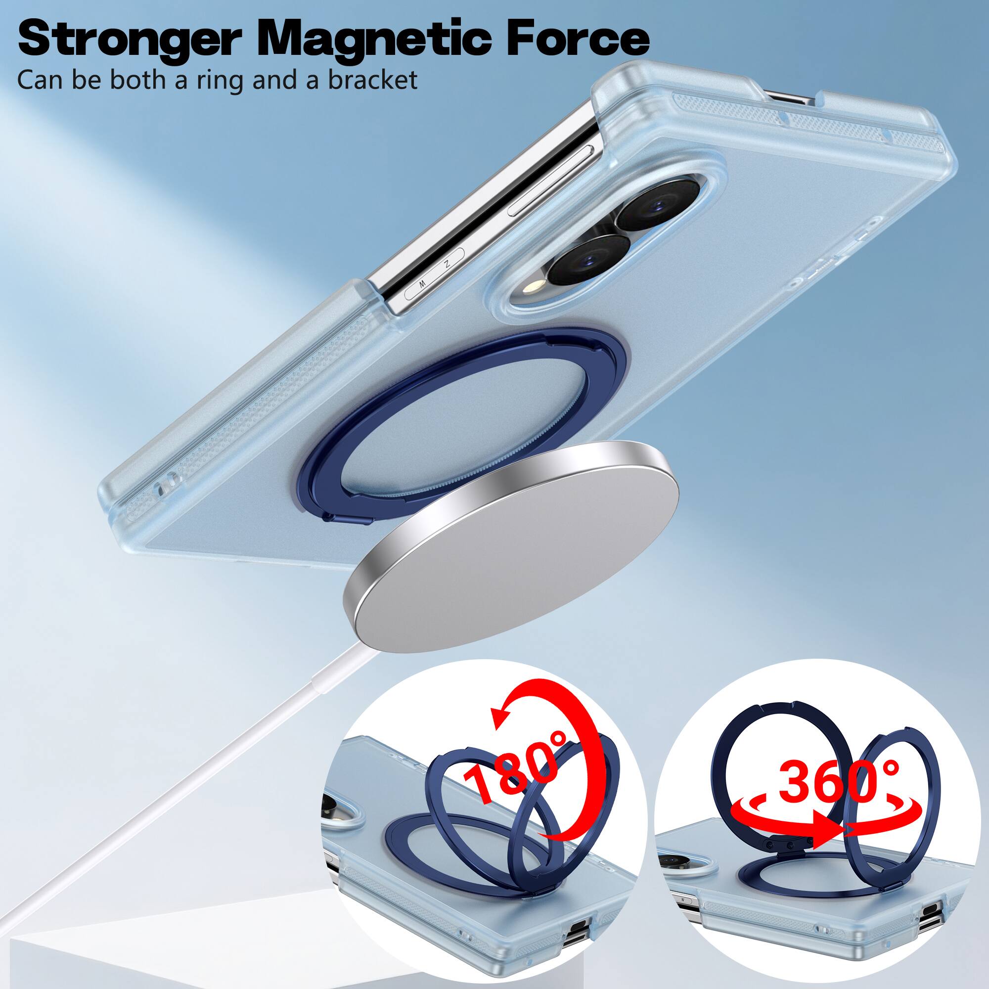 Stronger Magnetic Force  
Can be both a ring and a bracket  
180°  
360°