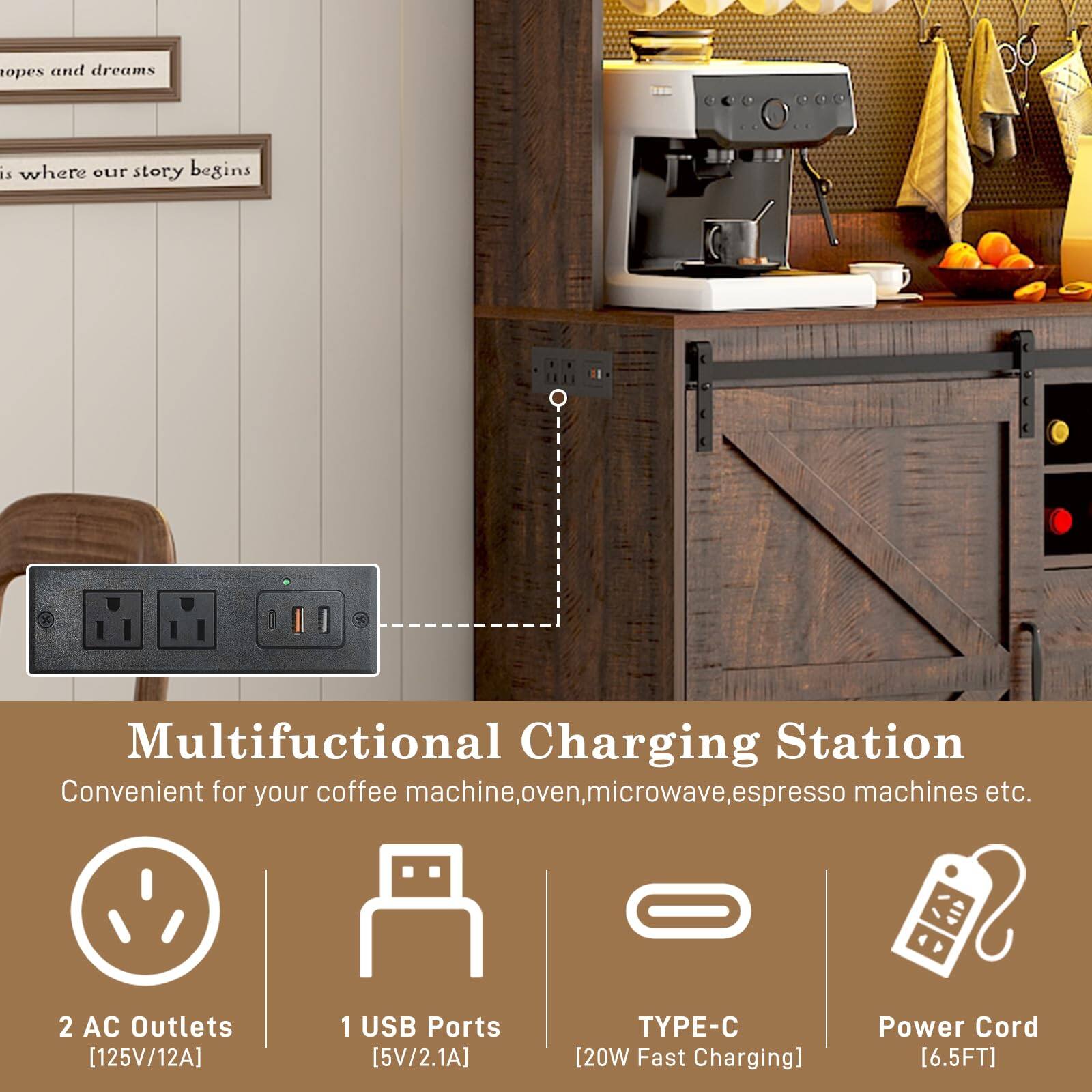 Hopes and dreams is where our story begins

Multifunctional Charging Station
Convenient for your coffee machine, oven, microwave, espresso machines etc.

2 AC Outlets [125V/12A]
1 USB Ports [5V/2.1A]
TYPE-C [20W Fast Charging]
Power Cord [6.5FT]
