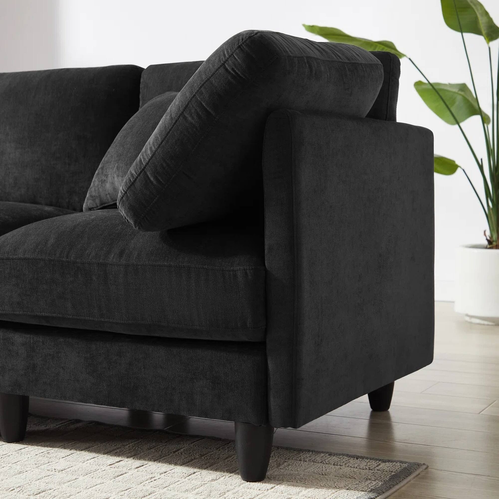 Left. Yardgrace - Modular Sectional Sofa, Convertible Sofa Couch Modular Sofa With Ottoman - Black.