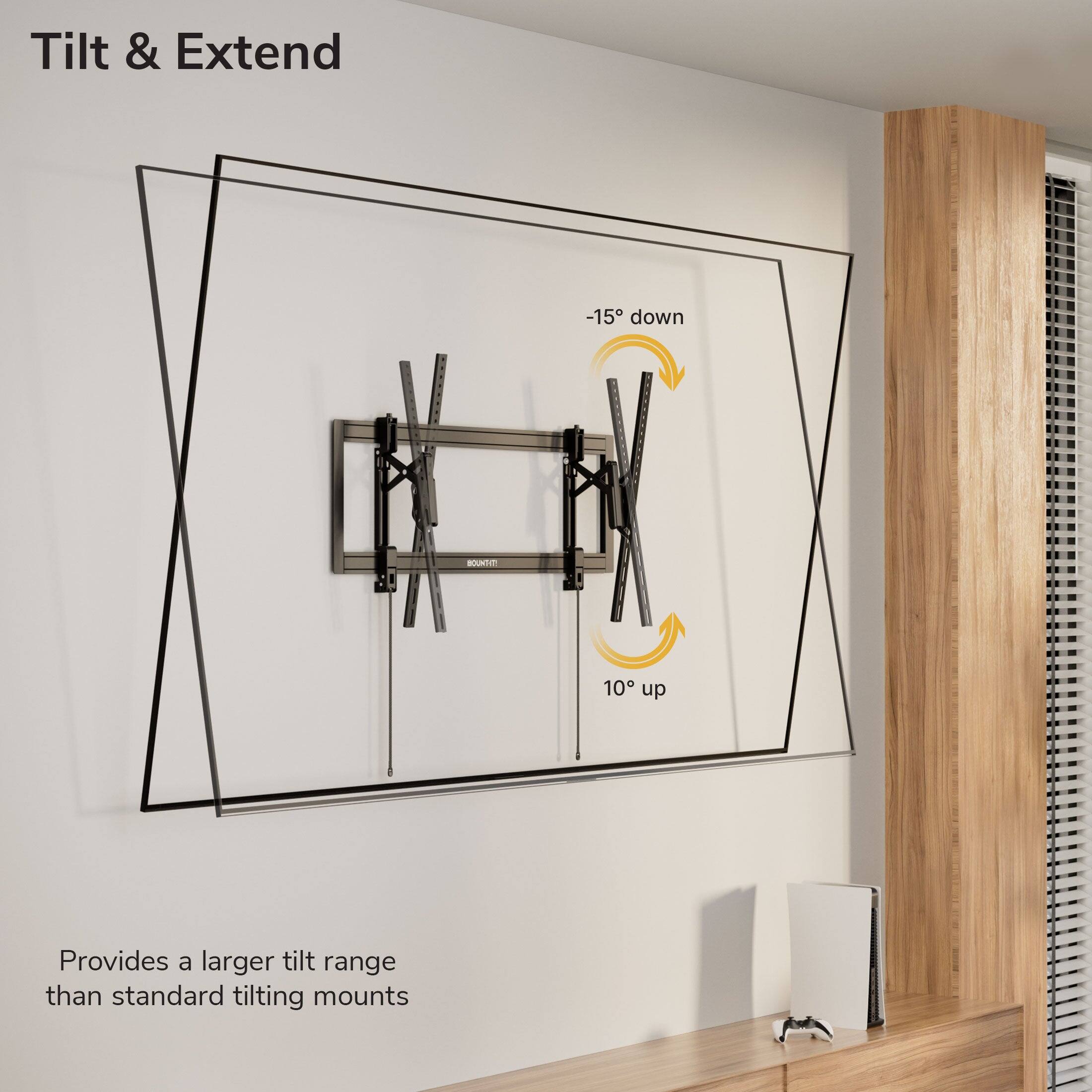 Tilt & Extend

-15° down  
10° up

Provides a larger tilt range than standard tilting mounts