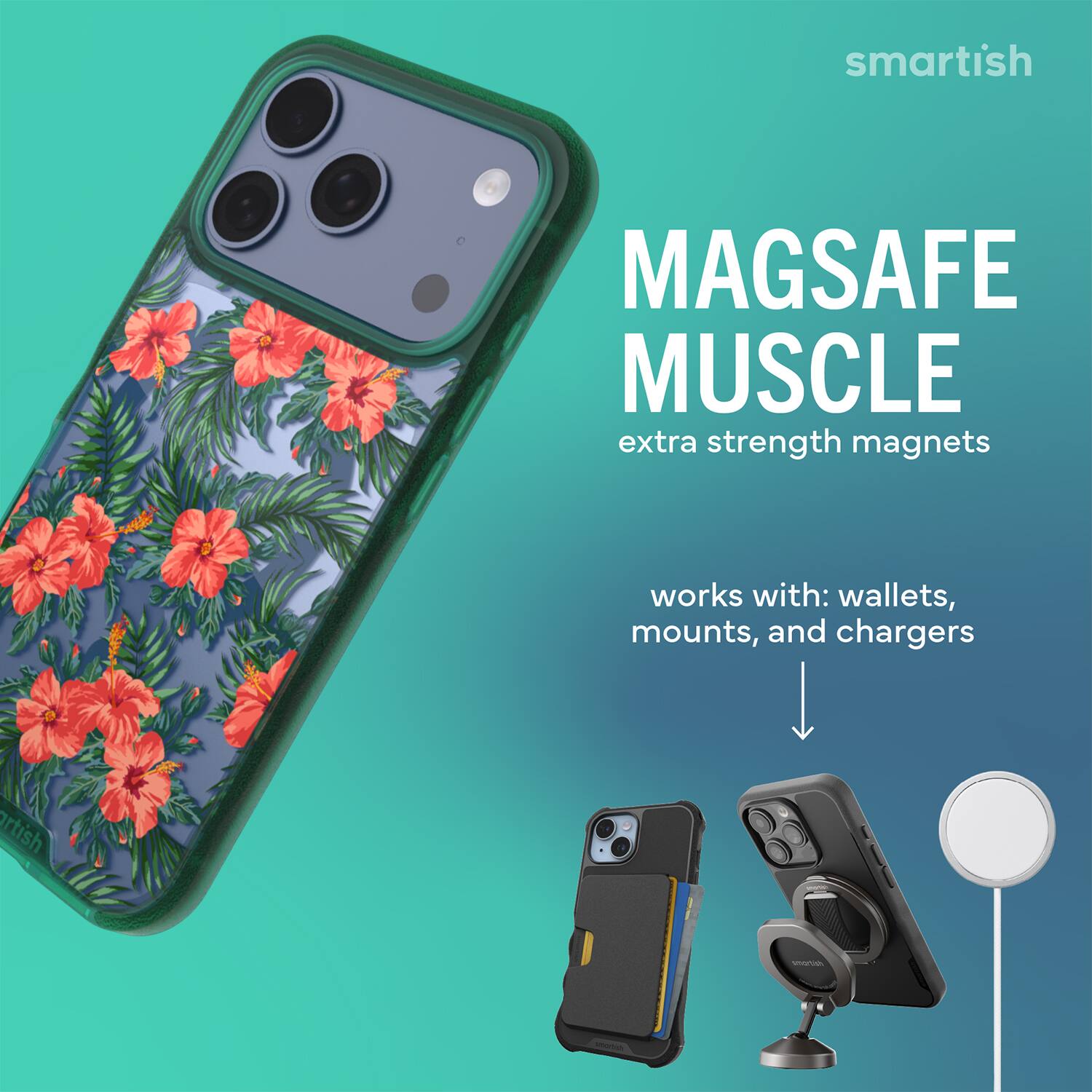 smartish MAGSAFE MUSCLE extra strength magnets works with: wallets, mounts, and chargers
