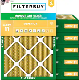 Filterbuy - 21.5x24x4 MERV 11 Pet & Allergy Defense, Electrostatic Pleated HVAC AC Furnace Air Filters Replacement (6-Pack) - Gold