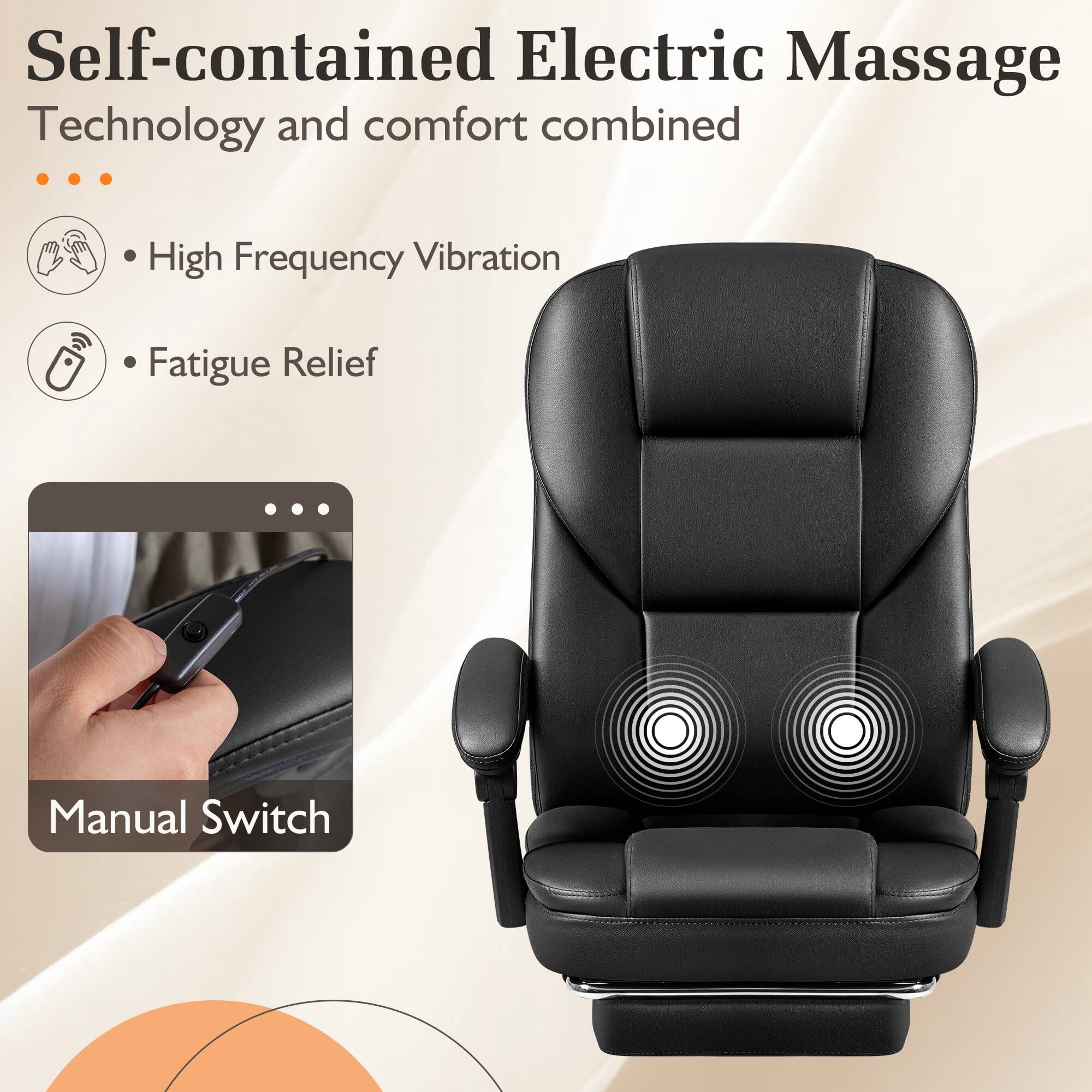Self-contained Electric Massage  
Technology and comfort combined

- High Frequency Vibration
- Fatigue Relief

Manual Switch