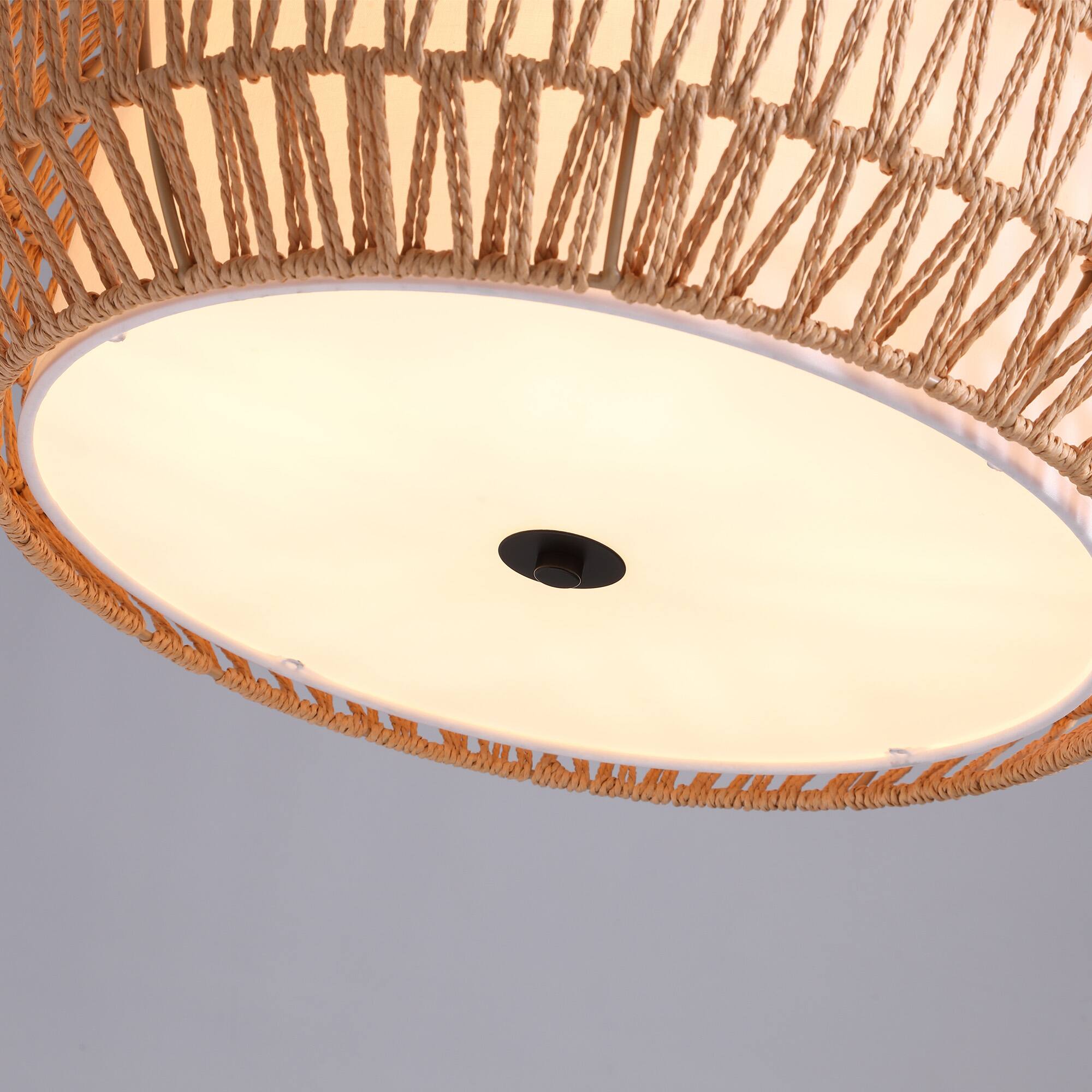 Alt View 4. Siljoy - 19 in. 5-Light Black Bohemian Chandelier Hand Woven Rattan Boho Pendant Light Fixture for Dining Room Bedroom Entryway - Black.