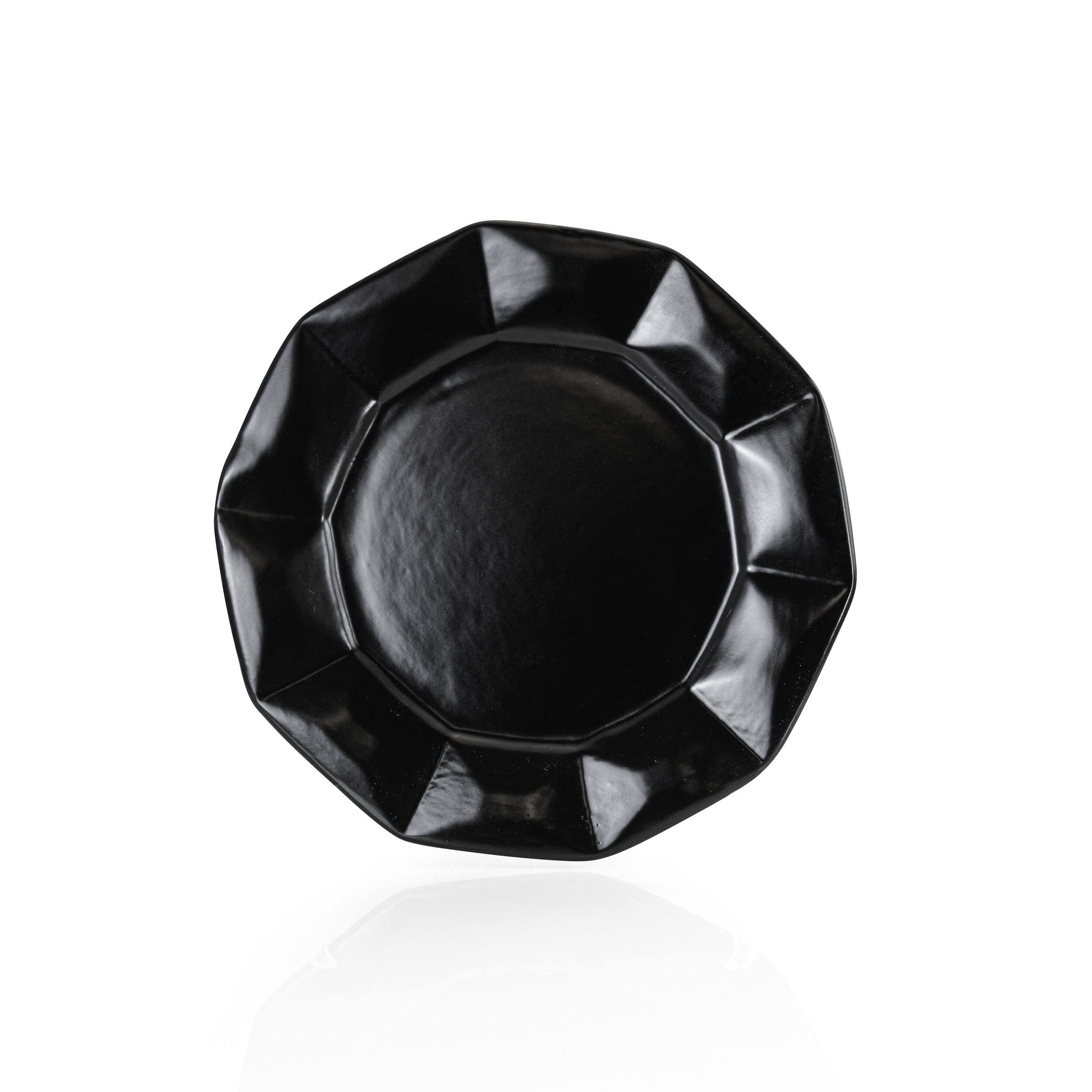 Alt View 8. Elama - Elama Retro Chic 16-Piece Glazed Dinnerware Set in Black - Black.