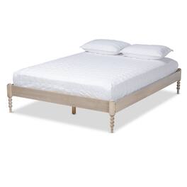 Baxton Studio - Cielle French Bohemian Oak Finished Wood Platform Bed Frame - Antique White