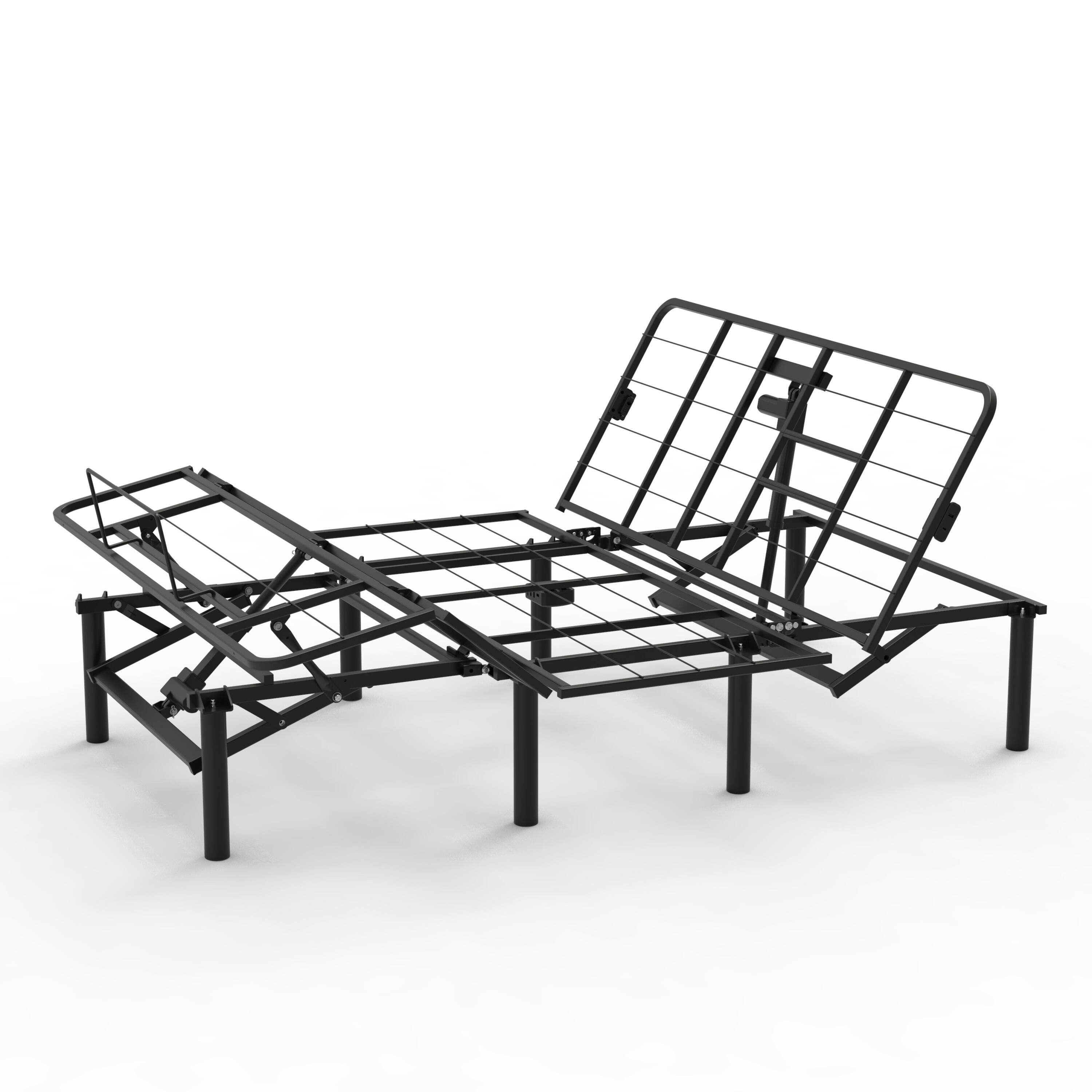 Back. Aukfa - Adjustable Bed Base - Head/Foot Incline, Quiet Motor, Queen Size, Zero Gravity, USB-A+C, Remote with Memory - Black.