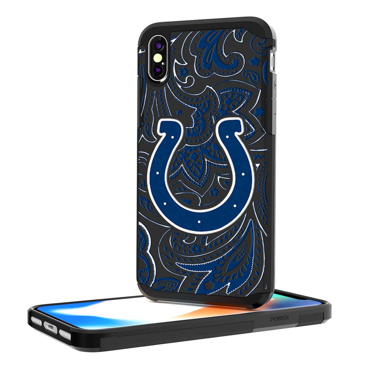 Alt View 2. Keyscaper - Indianapolis Colts iPhone Rugged Paisley Design Case - 13 Pro - Multicolor.