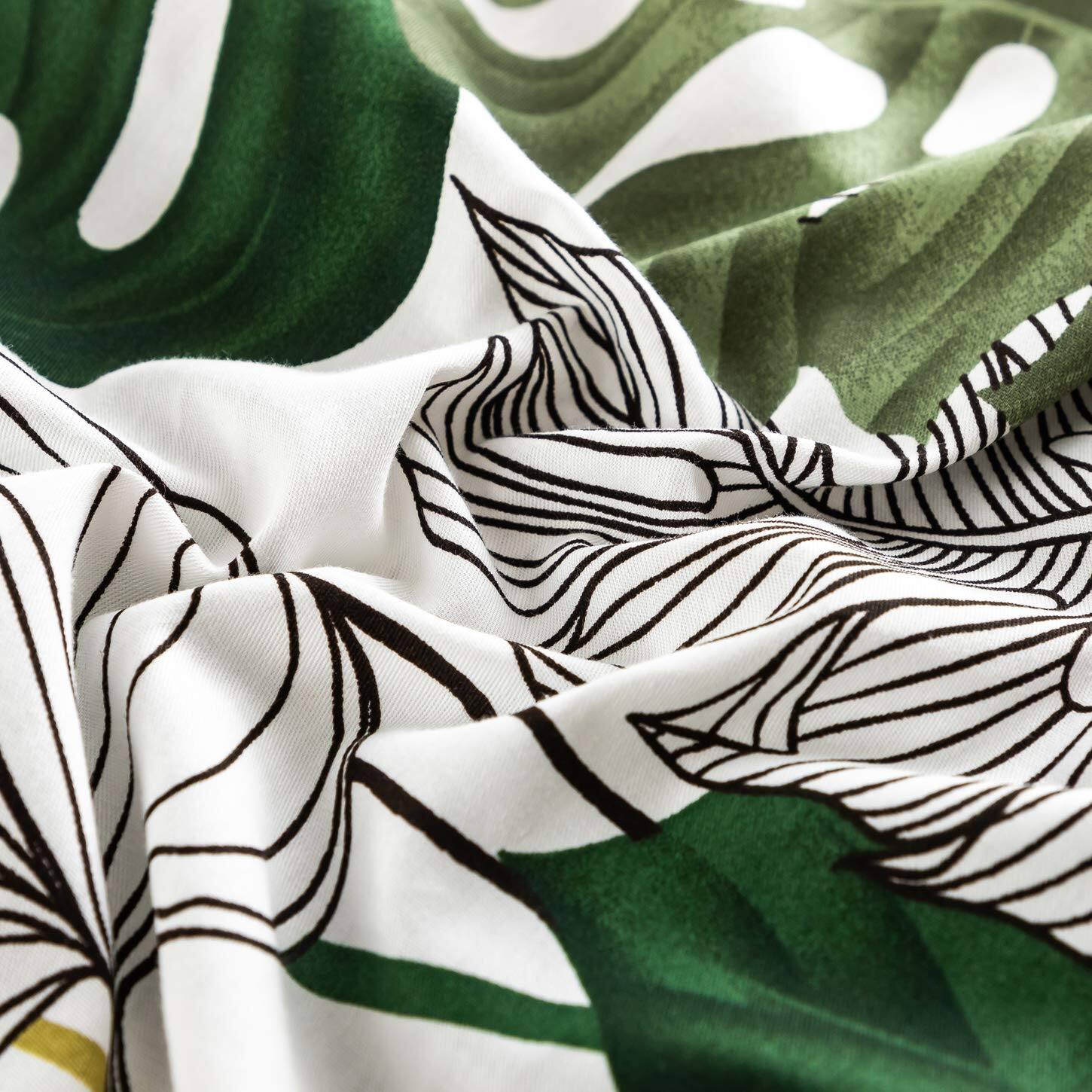 Alt View 3. Fabibe - Pillowcase Cotton Queen Size Set Of 2 Green Botanical Monstera Leaves Print Decorative Bed Pillow Covers With Envelope - Blue Plants-King.