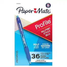 Paper Mate - Profile Retractable Ballpoint Pen, Bold Point, Ink, 36/Pack - Blue