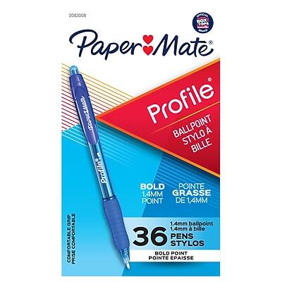 2083008  
Paper Mate  
Profile  
BALLPOINT  
STYLO A BILLE  
BOLD POINT  
POINTE GRASSE DE 1.4MM  
1.4mm ballpoint  
36 PENS  
STYLOS  
BOLD POINT  
POINTE ÉPAISSE