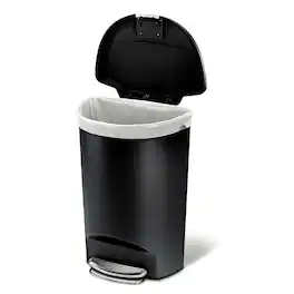 Hivvago - 13-Gallon Kitchen Trash Can with Foot Pedal Step Lid - Black