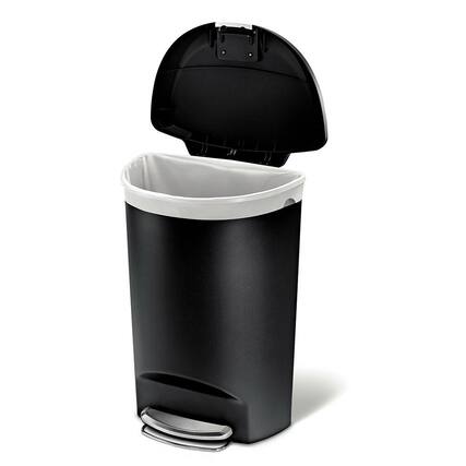 Front. Hivvago - Black 13-Gallon Kitchen Trash Can with Foot Pedal Step Lid - Black.