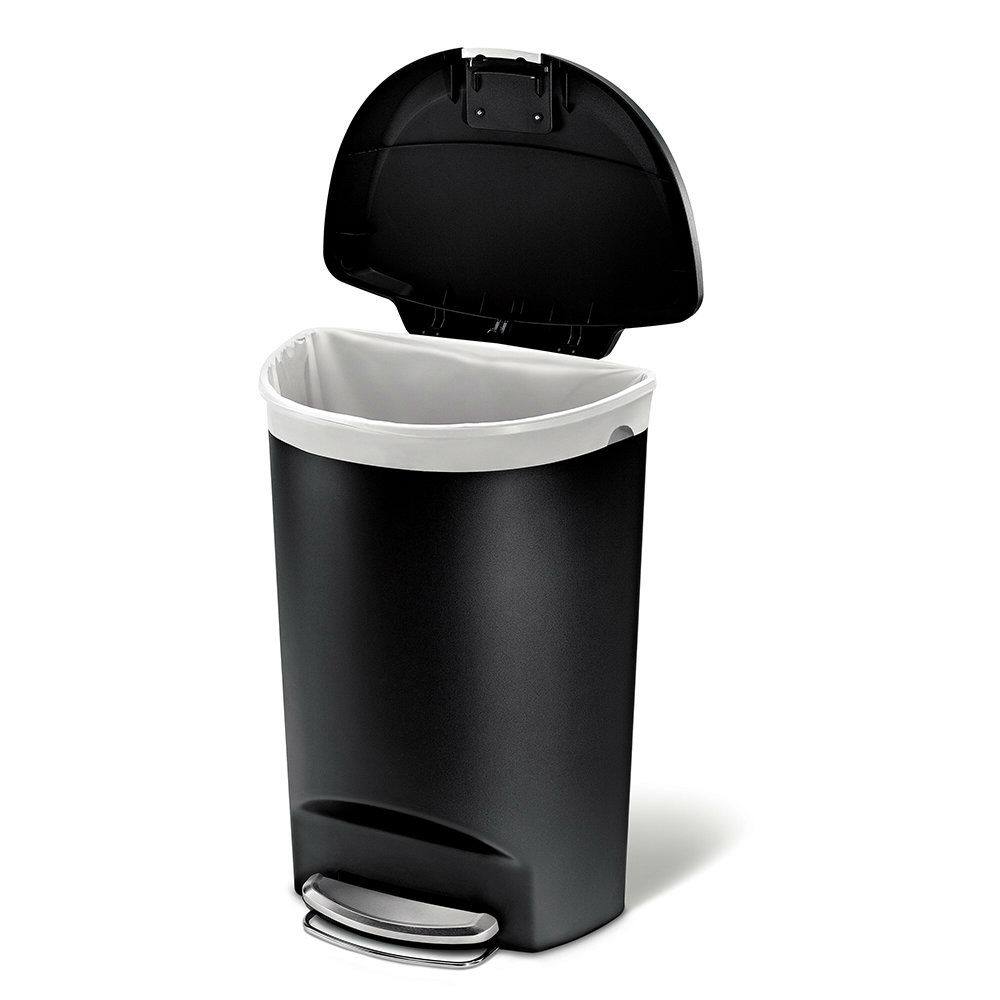 Front. Hivvago - Black 13-Gallon Kitchen Trash Can with Foot Pedal Step Lid - Black.