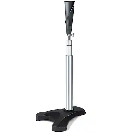 Front. SPOYNAL - Ultra Durable Hitting Tee with Weighted Triangular Base - BLACK.