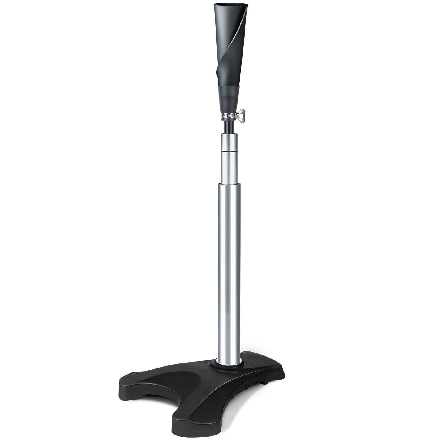 Front. SPOYNAL - Ultra Durable Hitting Tee with Weighted Triangular Base - BLACK.