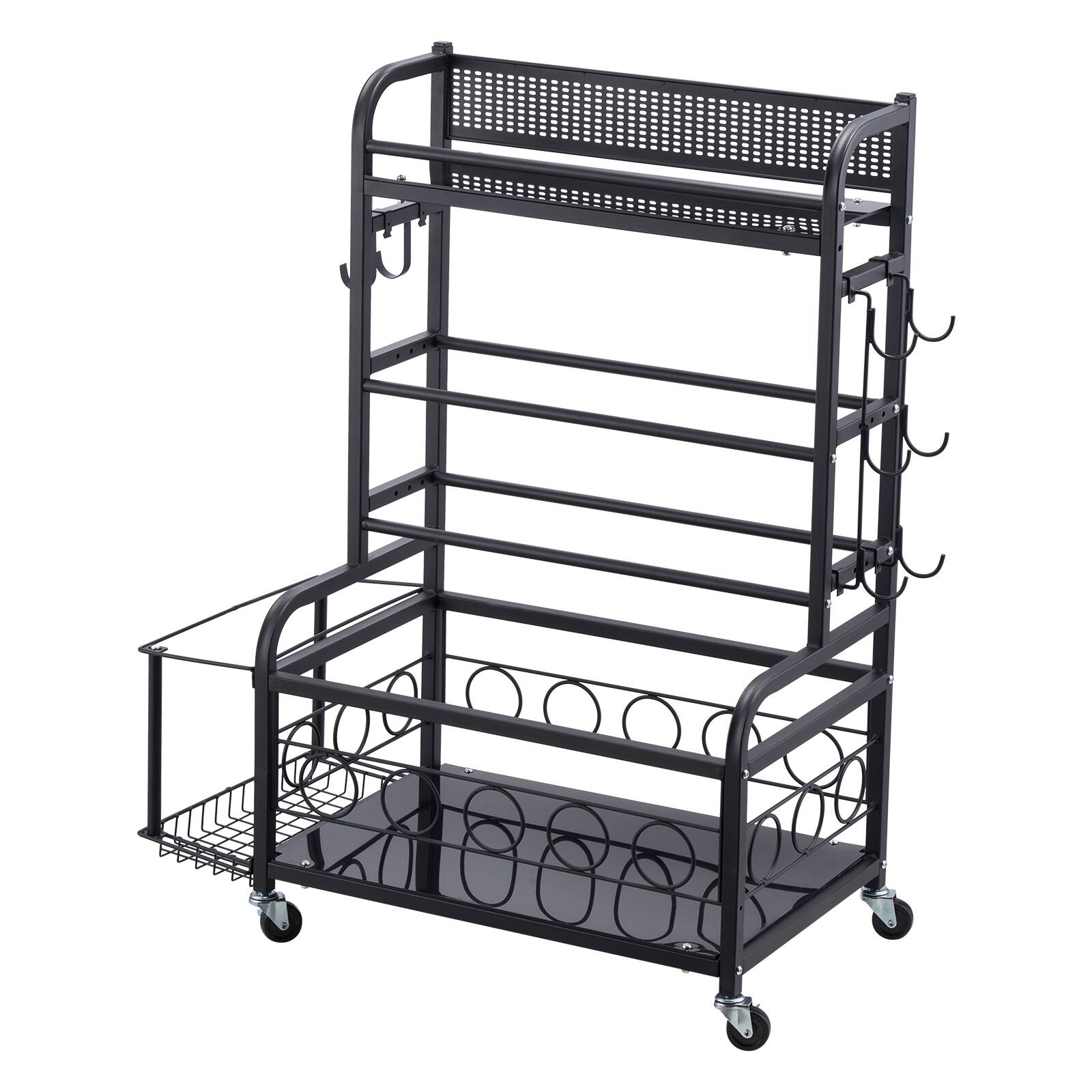 VEVOR - Yoga Mat Storage Rack, Home Gym Workout Equipment Organizer, Powder Coated Finish Steel Yoga Mat Holder with Hooks - Black