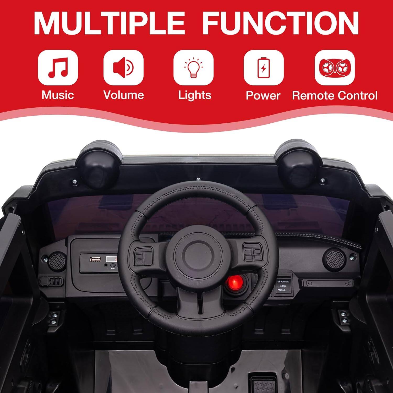 MULTIPLE FUNCTION

- Music
- Volume
- Lights
- Power
- Remote Control
