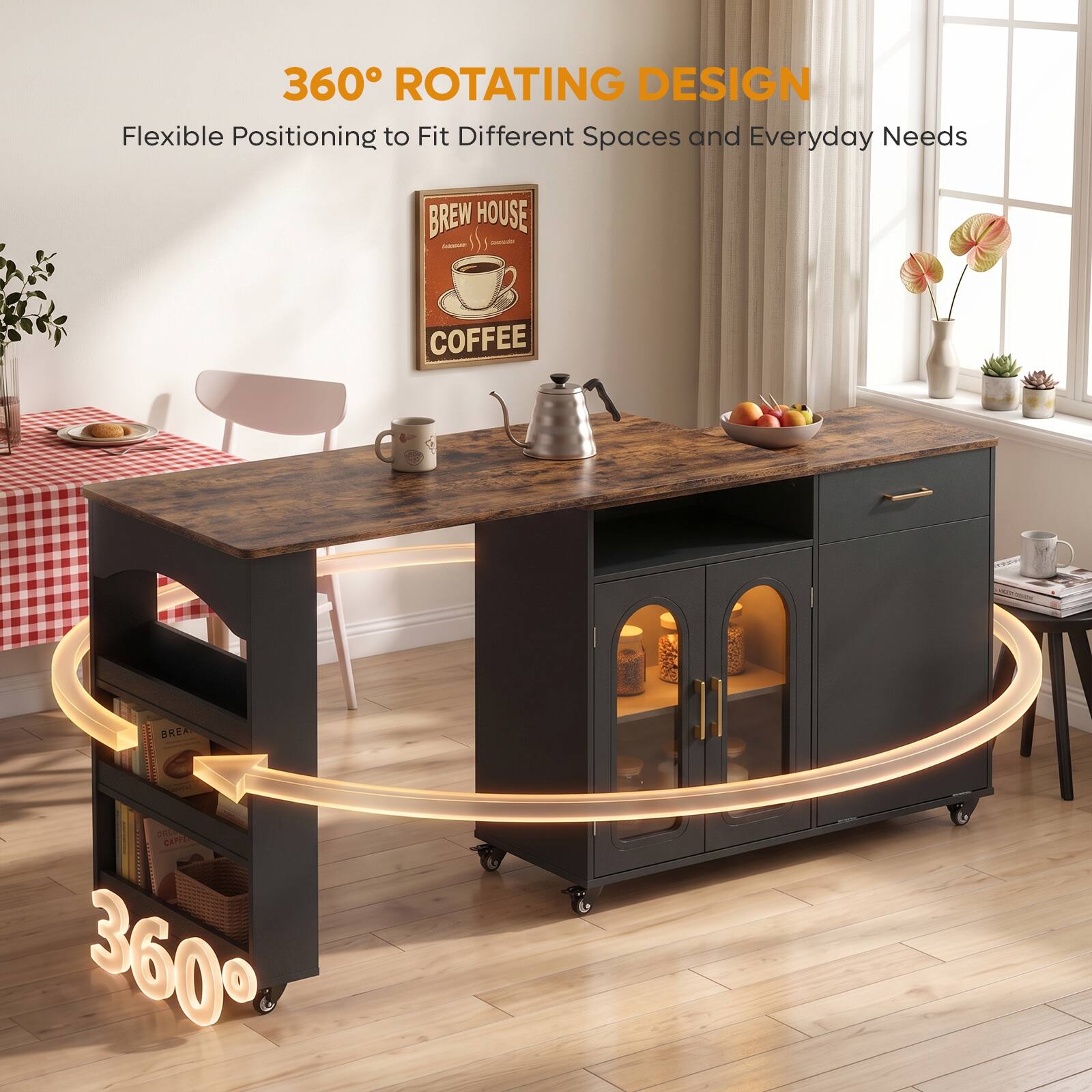 360° ROTATING DESIGN  
Flexible Positioning to Fit Different Spaces and Everyday Needs