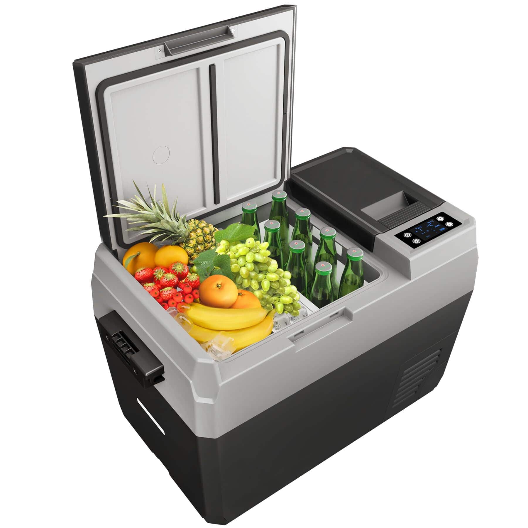 Acekool - 31QT 12V Portable Car Fridge Freezer - Dual Zone Touch Control/Low Noise/4 Power Modes/AC/DC - Black