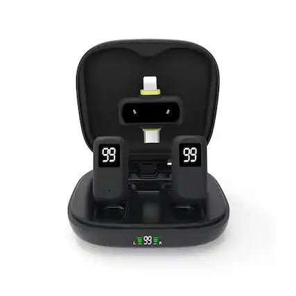 Front. Cluzine - Ultra-Light Dual Wireless Lavalier Microphones with Charging Case,30m Range for iPhone.