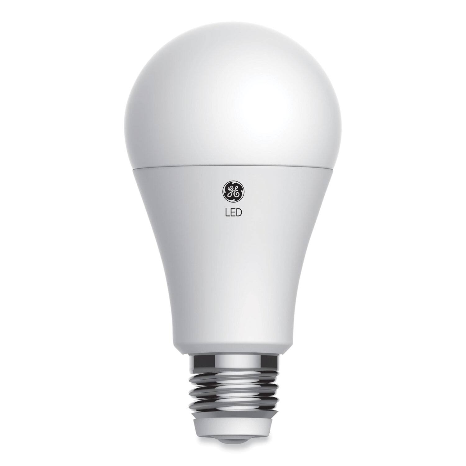 Left. General Electric - Classic LED SW Non-Dim A19 Light Bulb, 3-Way: 6 W - 12 W - 17 W, Soft White.