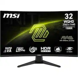 MSI - MAG 321CQF E18 32" Rapid VA LCD Curved QHD 180Hz 0.5ms FreeSync Gaming Monitor with HDR ready(DIsplayPort, HDMI) - Black