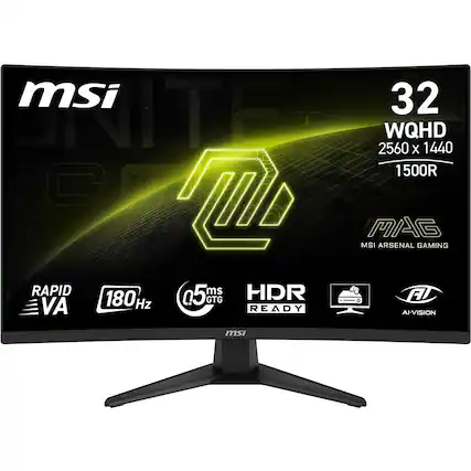 msi 32 mITE 2560 WQHD 1440 X 1500R A MAG MSI ARSENAL GAMING RAPID 5 ms HDR F 180 Hz O GTG O VA READY AI-VISION msi