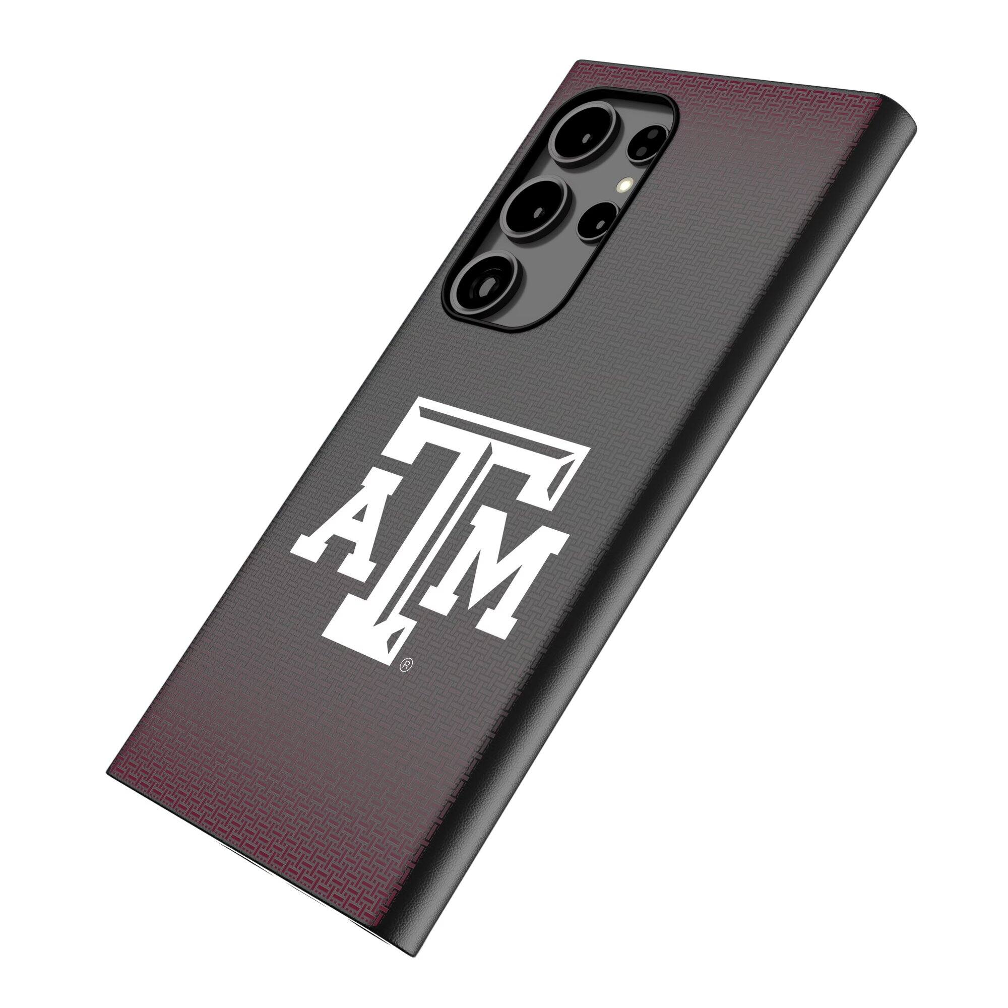 Alt View 1. Keyscaper - Texas A&M Aggies Linen Galaxy Magnetic Bump Case - S24 Ultra - Black.