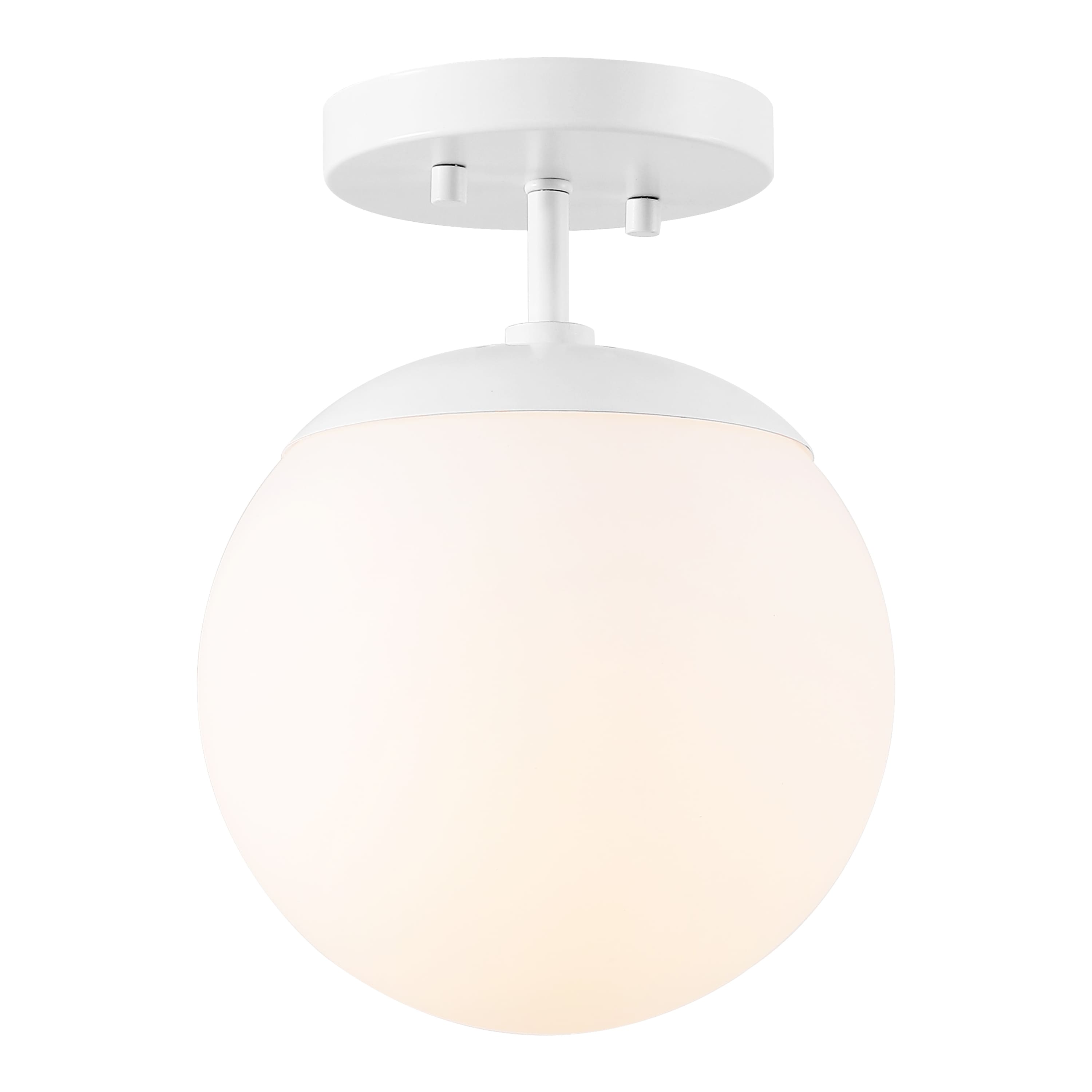 "Jonathan Y - Marcel Bistro 7.75"" 1-Light Bohemian Farmhouse Iron/Frosted Glass LED Semi Flush Mount - White" price history on PriceWatchPro