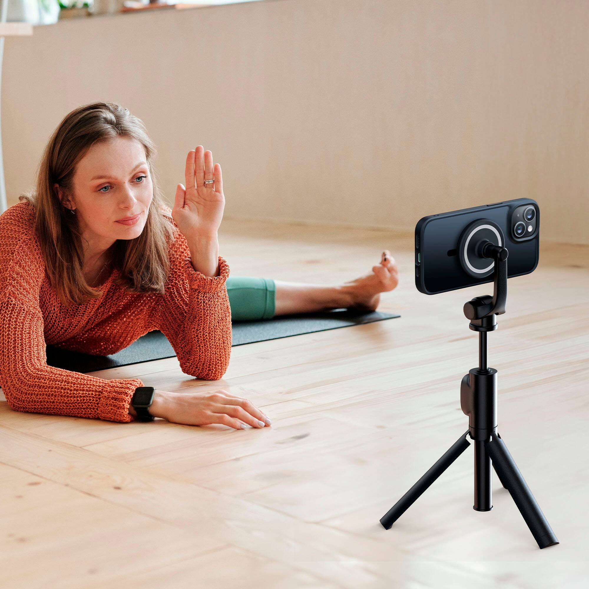 Alt View 2. TORRAS - Guardian Magnetic Military Grade Drop Tested & Compatible MagSafe slim Frosted Case designed for Apple iPhone 15 - Black.