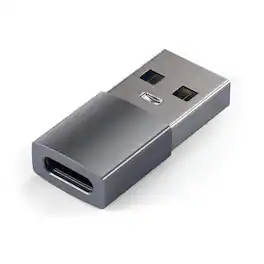 Satechi - USB-A to USB-C Adapter - High-Speed Data Transfer & Power Delivery Charging, Designed for CarPlay - Space Gray