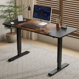 Anysun - 55" Electric Standing Desk - Height Adjustable Lift-Up Desk for Home Office & Gaming, Modern Luxury Table - Black&Brown