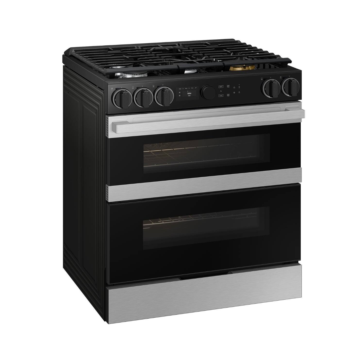 Alt View 22. Samsung - Bespoke 6.3 Cu. Ft. Slide-In Dual Fuel Convection Range with Flex Duo Convertible Double Oven Technology - Stainless Steel.