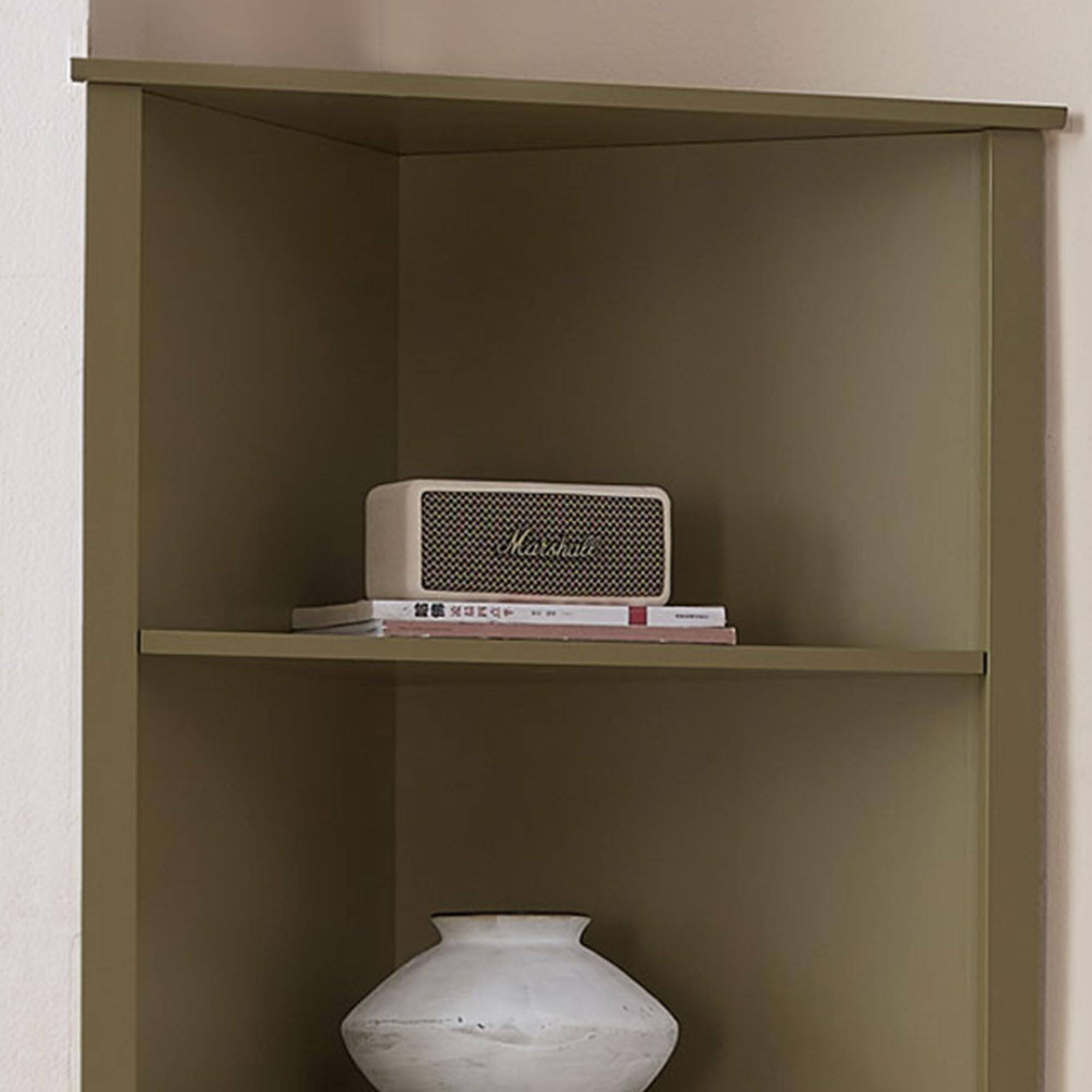 Back. Kings Brand Furniture - Kings Brand Furniture Tall Wooden Corner Cabinet - Lemon pepper.