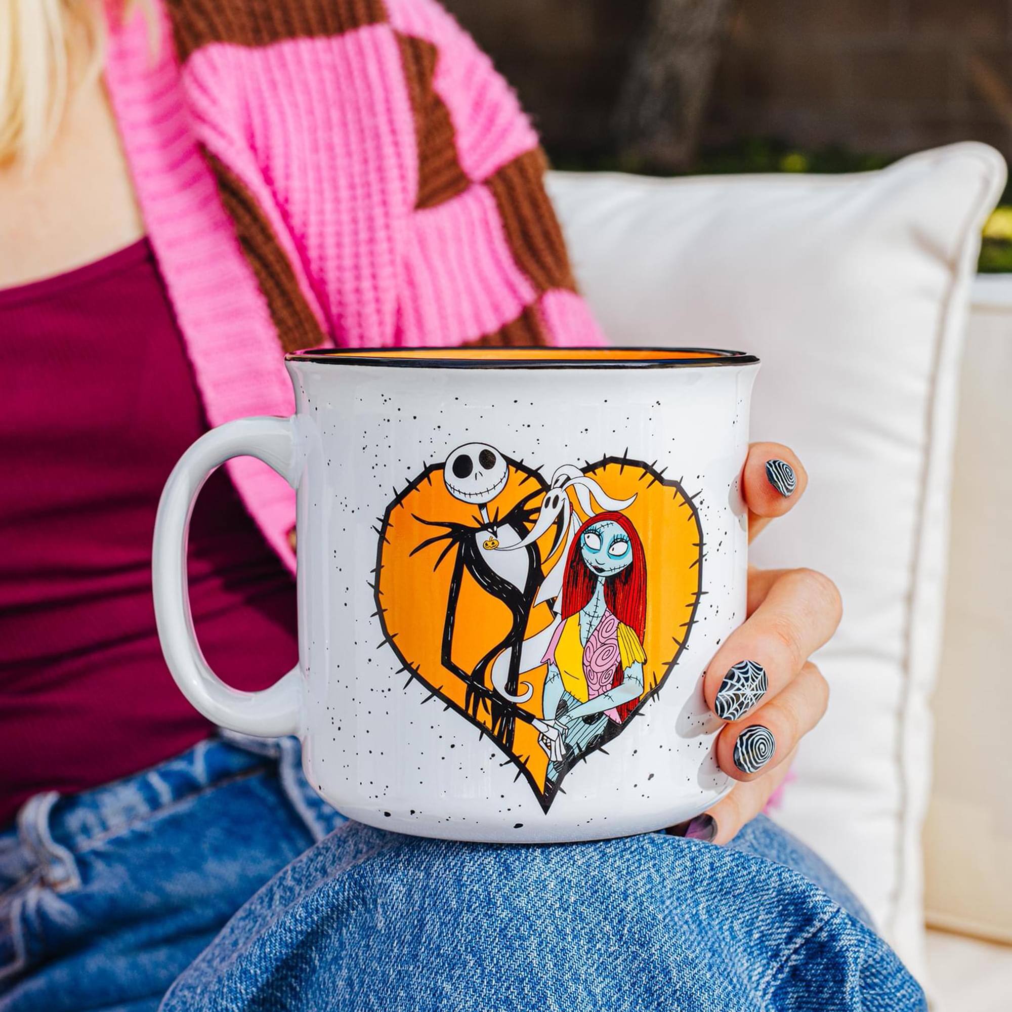 Alt View 5. Disney - Disney The Nightmare Before Christmas Jack, Zero, and Sally 20-Ounce Camper Mug - White.