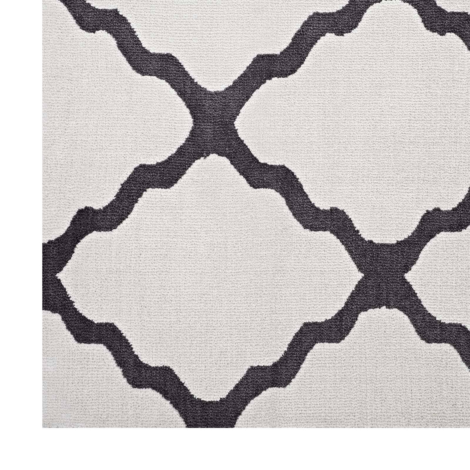 Alt View 1. Modway - Marja Moroccan Trellis Area Rug - Ivory and Charcoal.