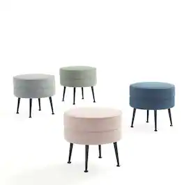 Manhattan Comfort - Bailey Mid-Century Modern 1-Piece Accent Ottoman - Blue, Gray, Wheat and Sage Green