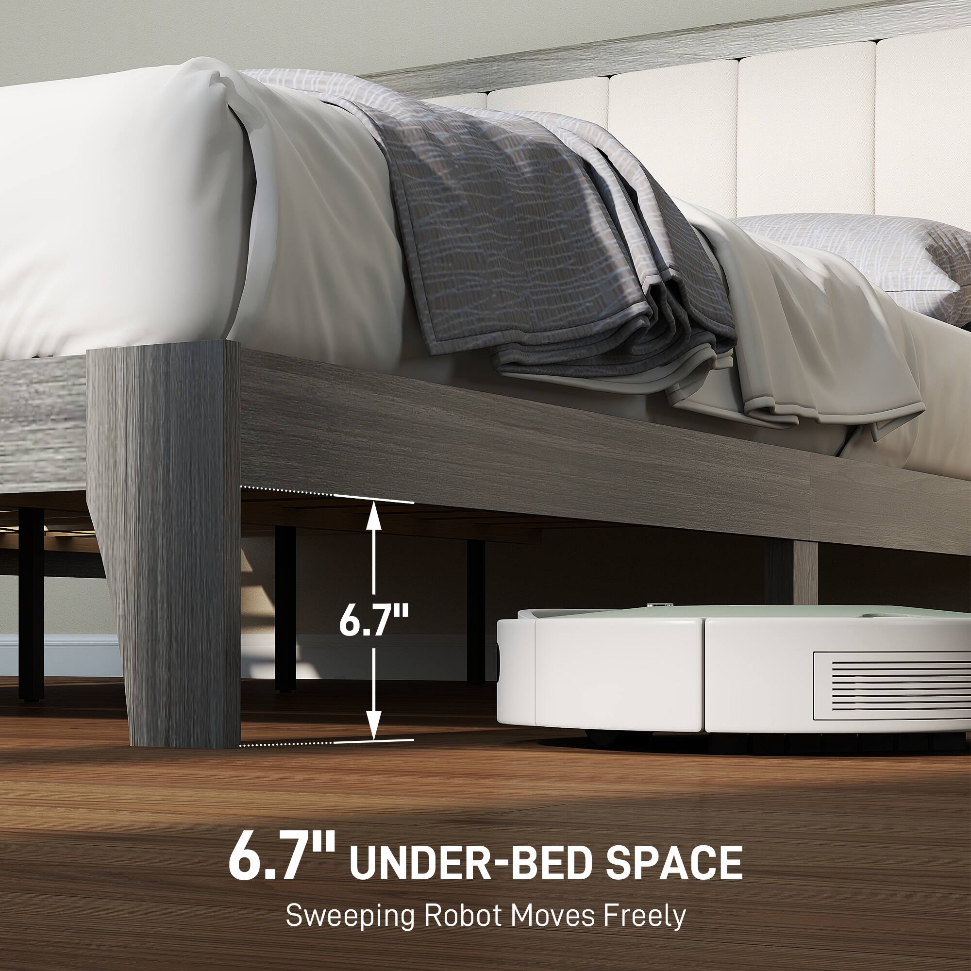 6.7" UNDER-BED SPACE  
Sweeping Robot Moves Freely