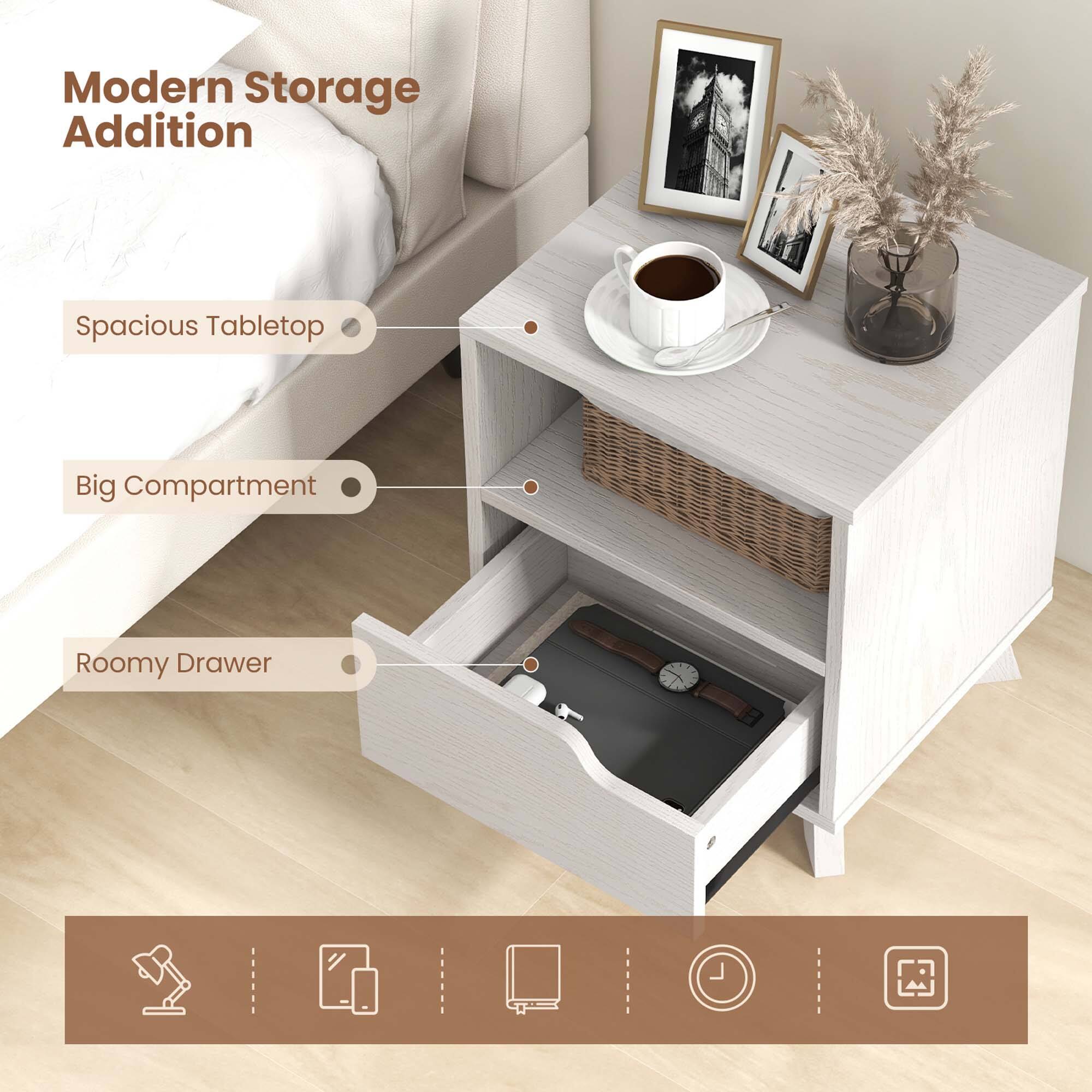 Modern Storage Addition Spacious Tabletop Big Compartment Roomy Drawer