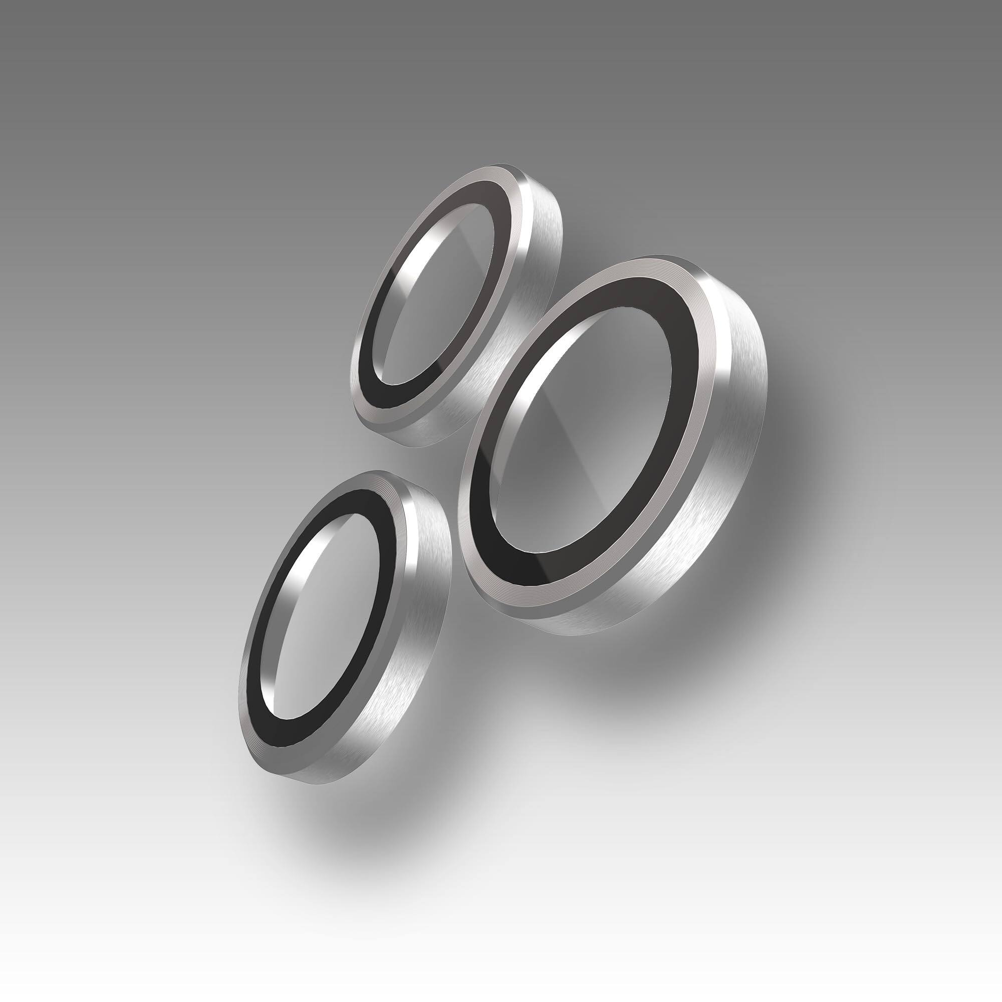 Front. BodyGuardz - BodyGuardz Metallic Silver Pure 3 Tempered Glass Camera Protector - iPhone 15 Pro/15 Pro Max - Silver.