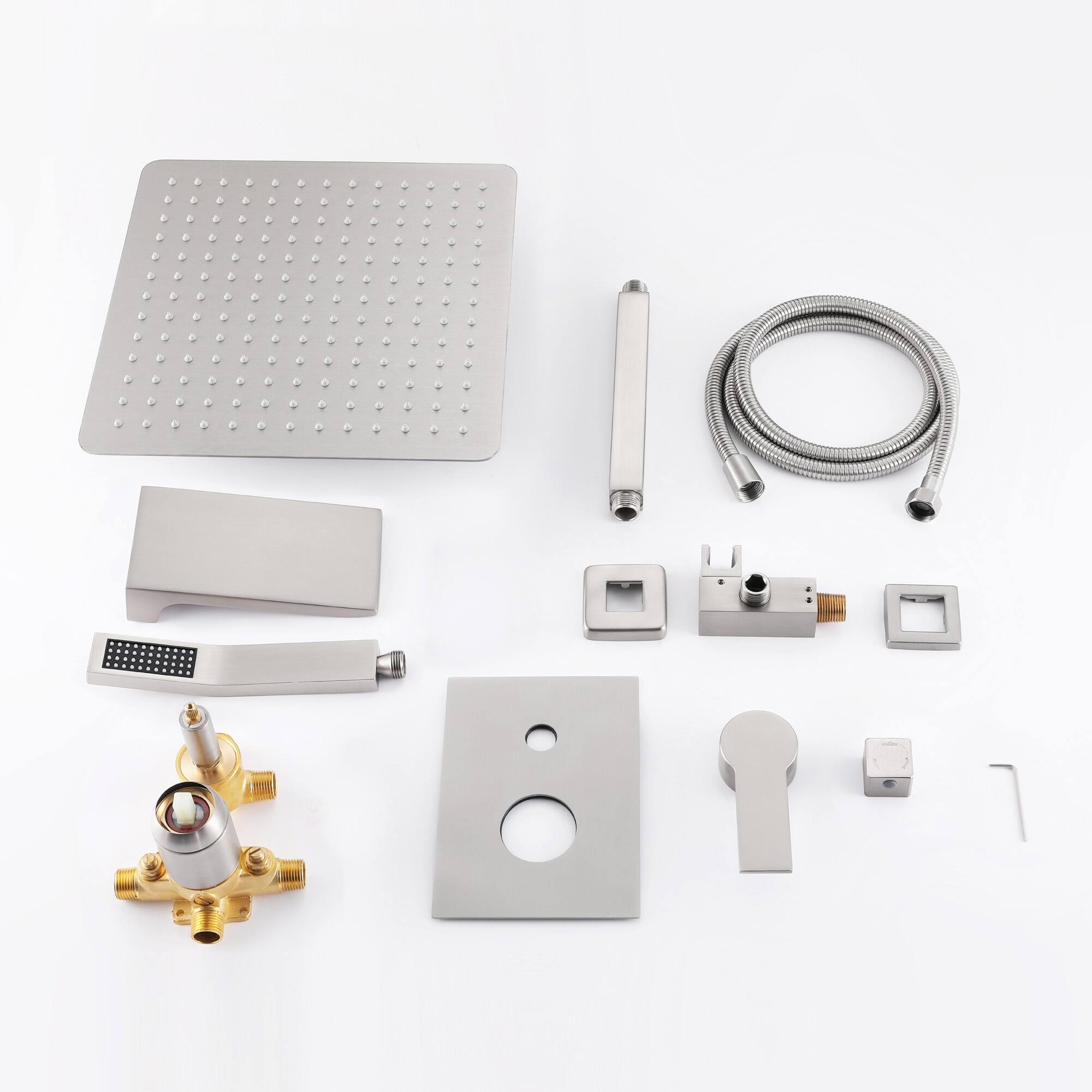 Alt View 10. Boyel Living - Brushed Nickel 12-Inch Rain Shower System Brass SUS304 3-Function Valve Waterfall Spout cUPC - Brushed Nickel.