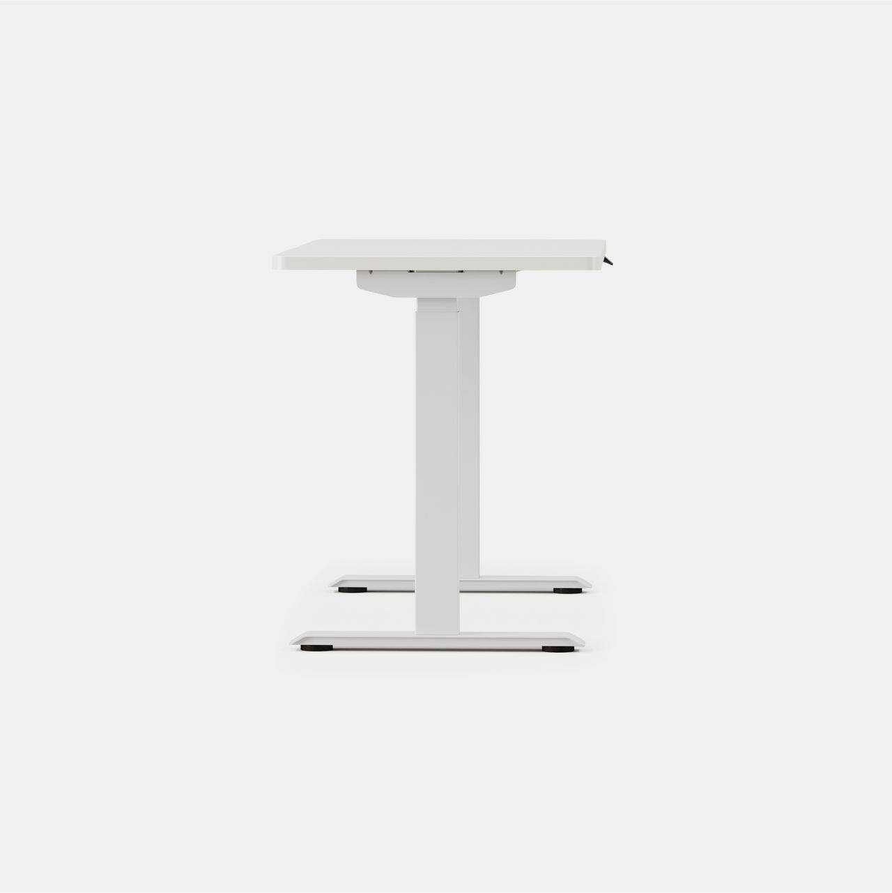 Left. Branch Furniture - Duo Standing Desk 48" – Adjustable Desk with OLED Control Panel, Frameless Design & Compact Footprint - White / White.